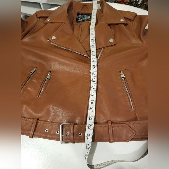 Levi’s Faux Moto Leather Jacket new with tags from Nordstrom XL Camel brown - Picture 11 of 13